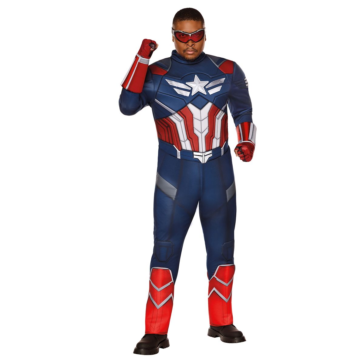 Adult Captain America Muscle Jumpsuit Costume - Captain America: Brave New World RED / BLUE