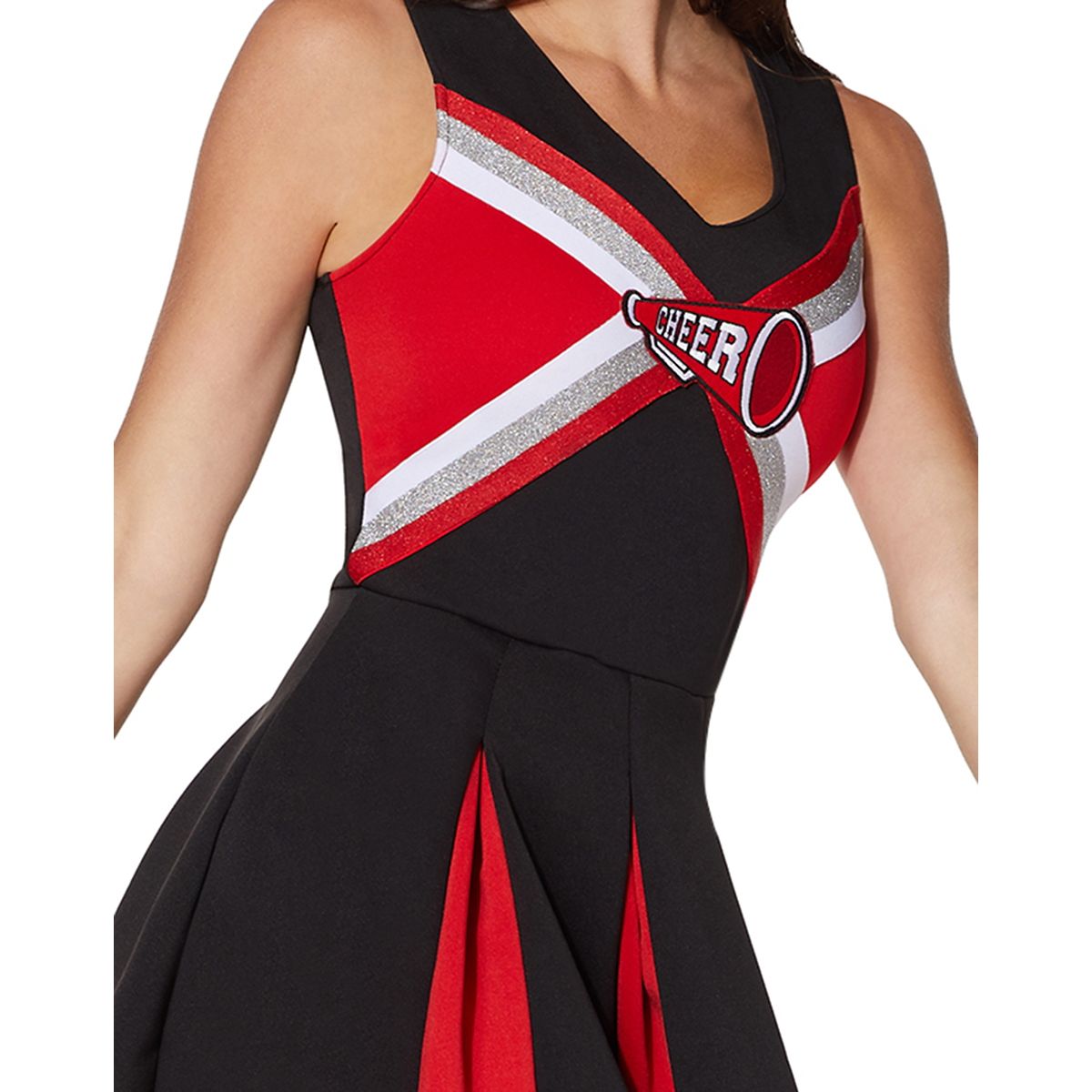 Adult Cheerleader Costume RED/WHITE/BLACK