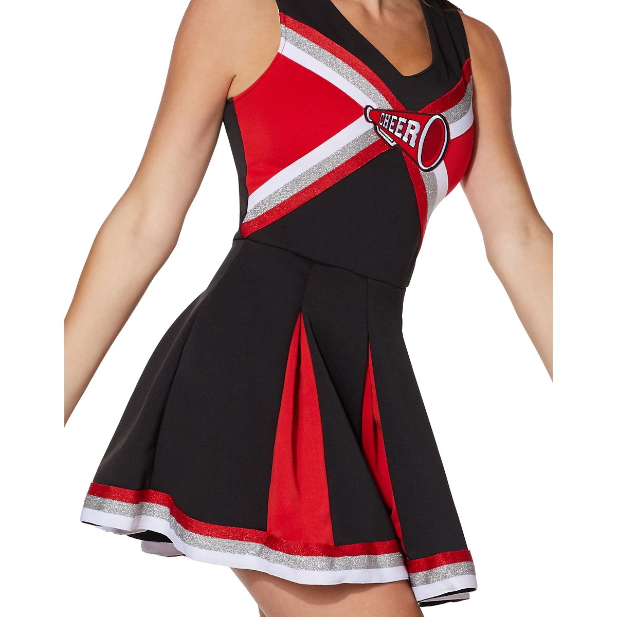 Adult Cheerleader Costume RED/WHITE/BLACK