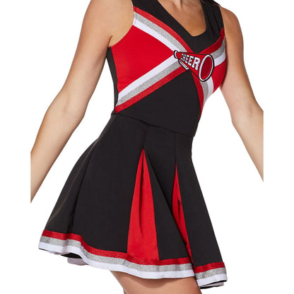 Adult Cheerleader Costume RED/WHITE/BLACK