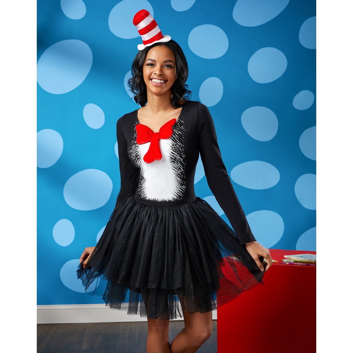 Adult Cat in the Hat Tutu Dress - Dr. Seuss BLACK AND WHITE