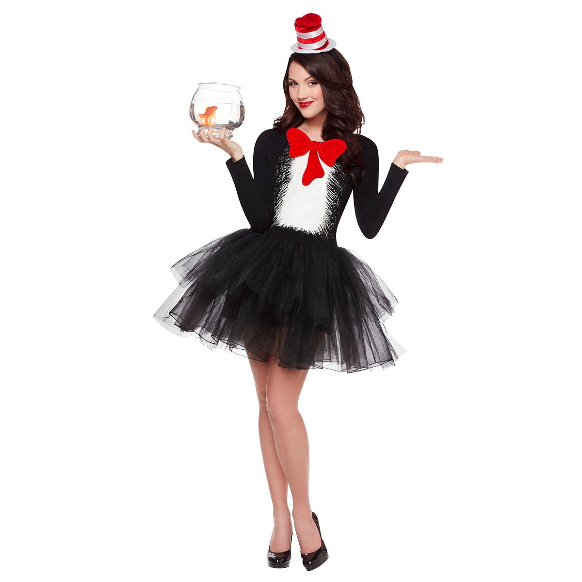 Adult Cat in the Hat Tutu Dress - Dr. Seuss BLACK AND WHITE