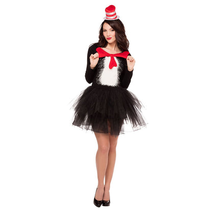 Adult Cat in the Hat Tutu Dress - Dr. Seuss BLACK AND WHITE