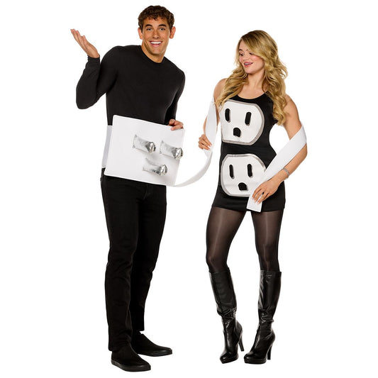Adult Plug and Socket Couples Costume BLACK