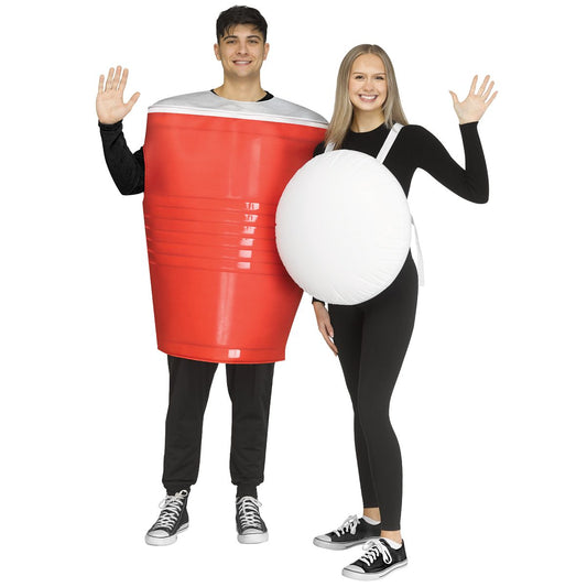 Adult Beer Pong Couples Costume RED AND WHITE