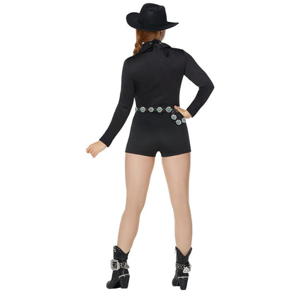Adult Western Cutie Romper Costume BLACK