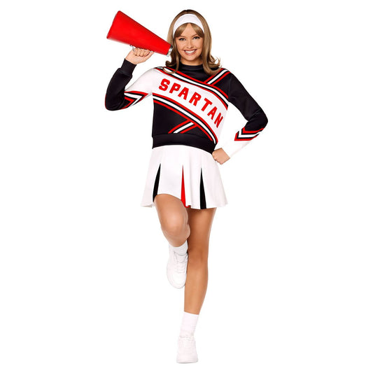 Adult Spartan Cheerleader Costume -  Saturday Night Live RED/WHITE/BLACK