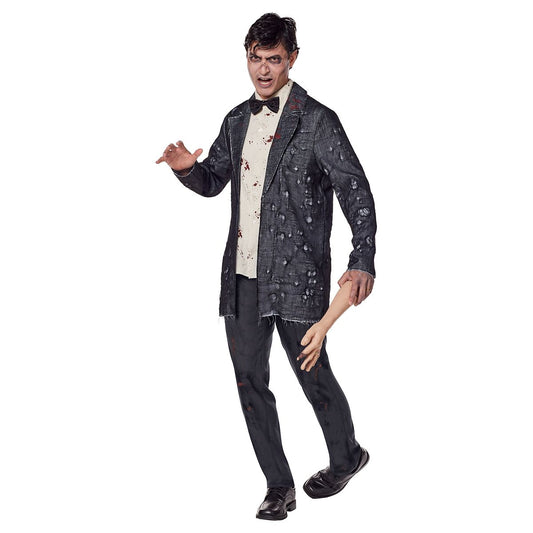 Adult Zombie Groom Costume BLACK AND IVORY