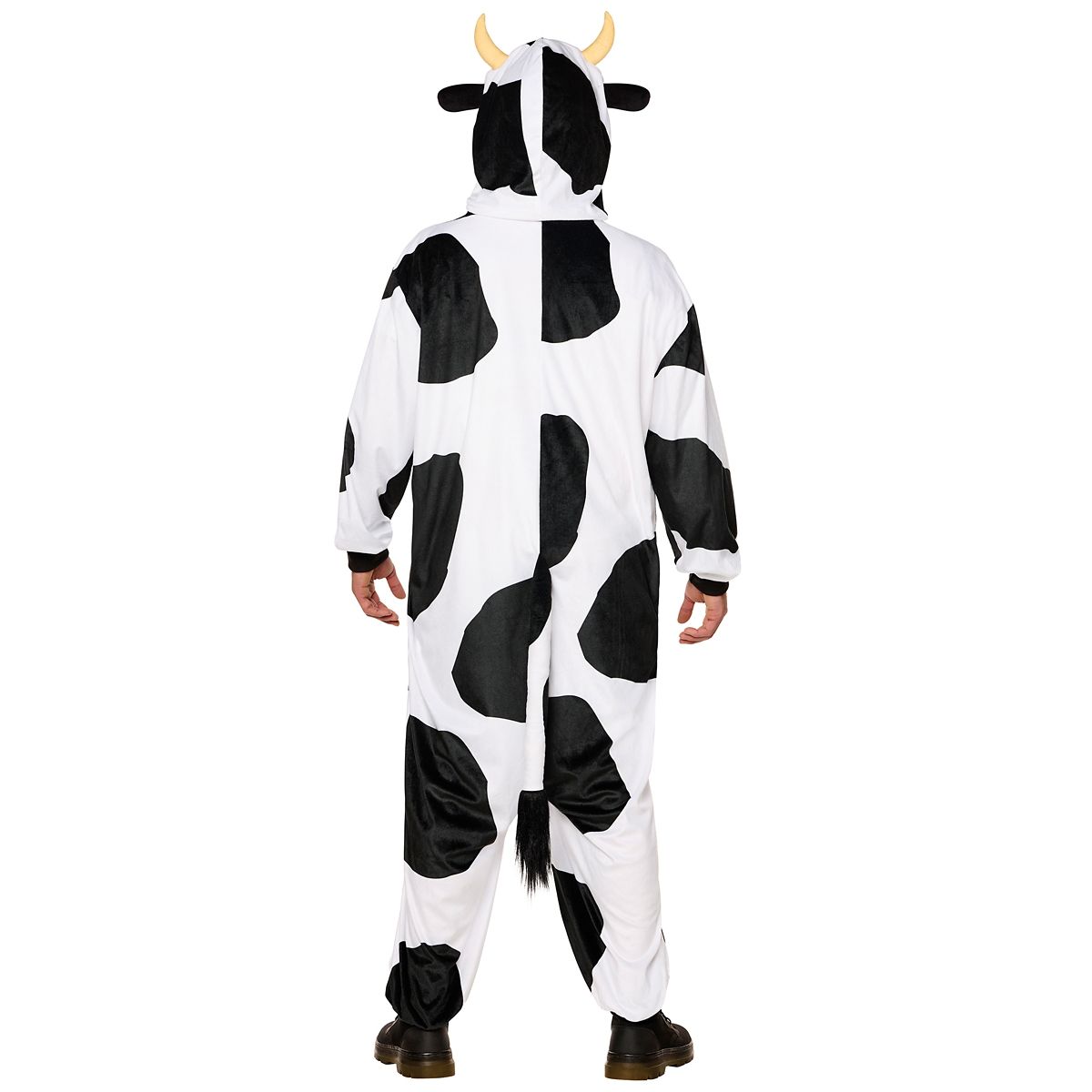 Adult Udderly Awesome Cow Jumpsuit Costume BLACK AND WHITE