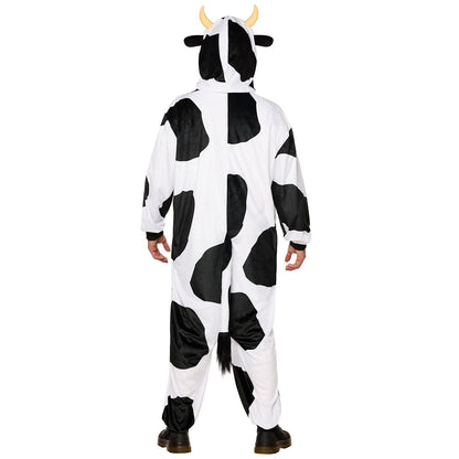 Adult Udderly Awesome Cow Jumpsuit Costume BLACK AND WHITE