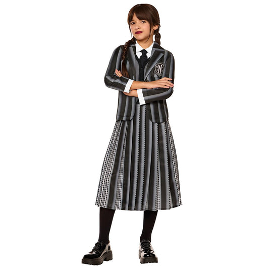 Kids Wednesday Nevermore Academy Uniform Costume BLACK/GRAY