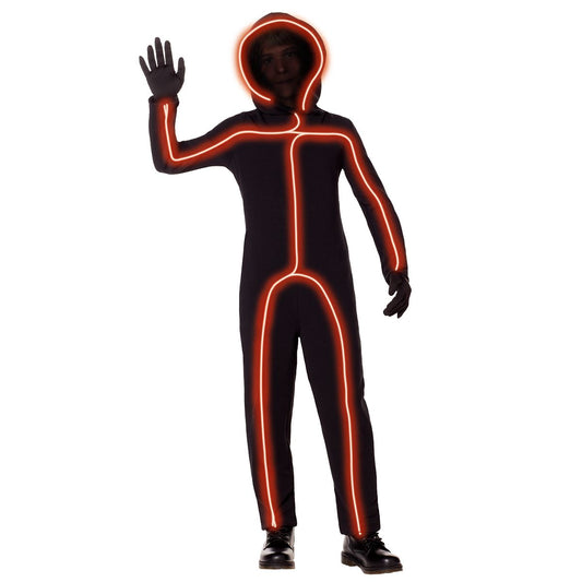 Kids Orange Light-Up Stick Figure Costume BLACK AND ORANGE