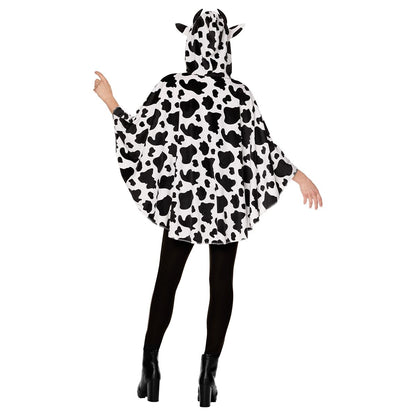 Adult Cow Print Poncho BLACK AND WHITE
