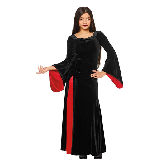 Kids Morticia Addams Dress Costume - Wednesday BLACK AND RED