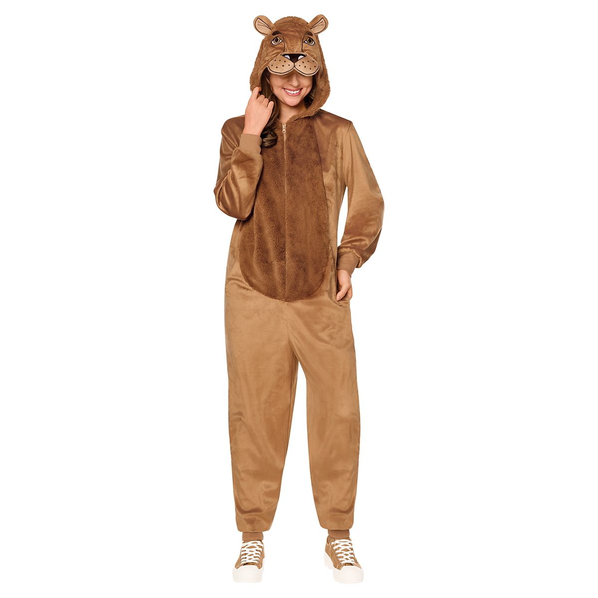Adult Lion Jumpsuit Costume BROWN