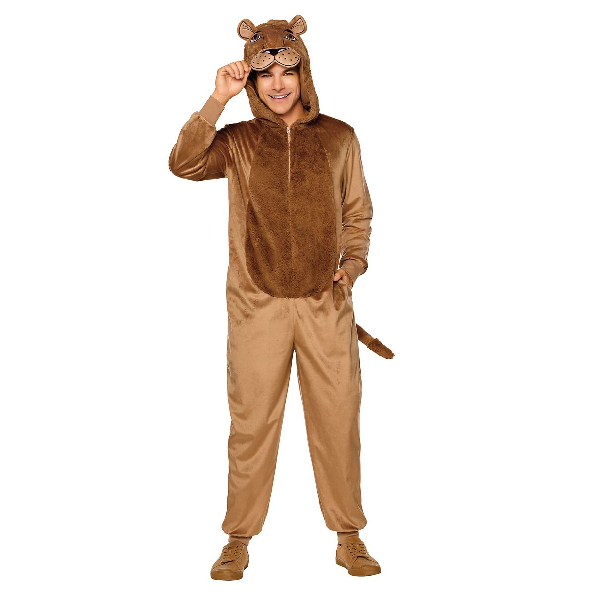 Adult Lion Jumpsuit Costume BROWN