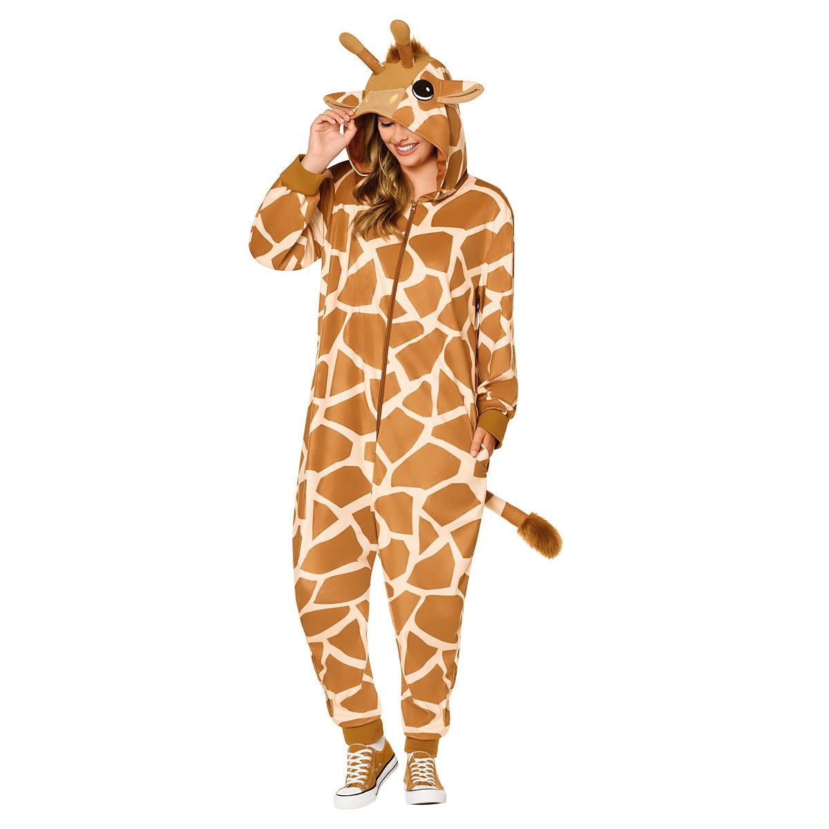 Adult Giraffe Jumpsuit Costume BROWN