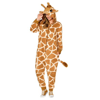Adult Giraffe Jumpsuit Costume BROWN