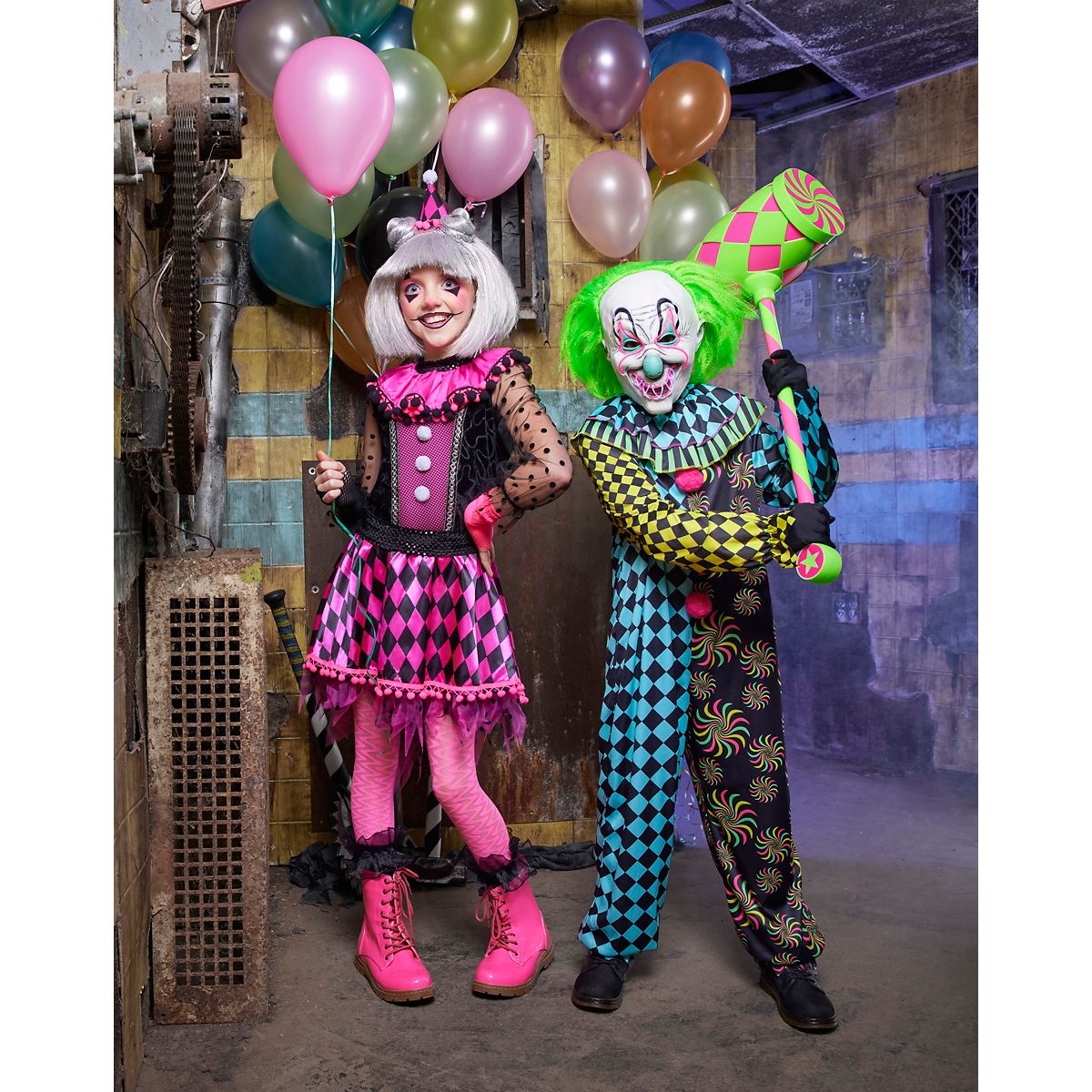 Kids Neon Clown Costume NEON GREEN