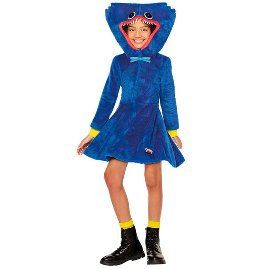 Kids Huggy Wuggy Hooded Dress Costume - Poppy Playtime BLUE