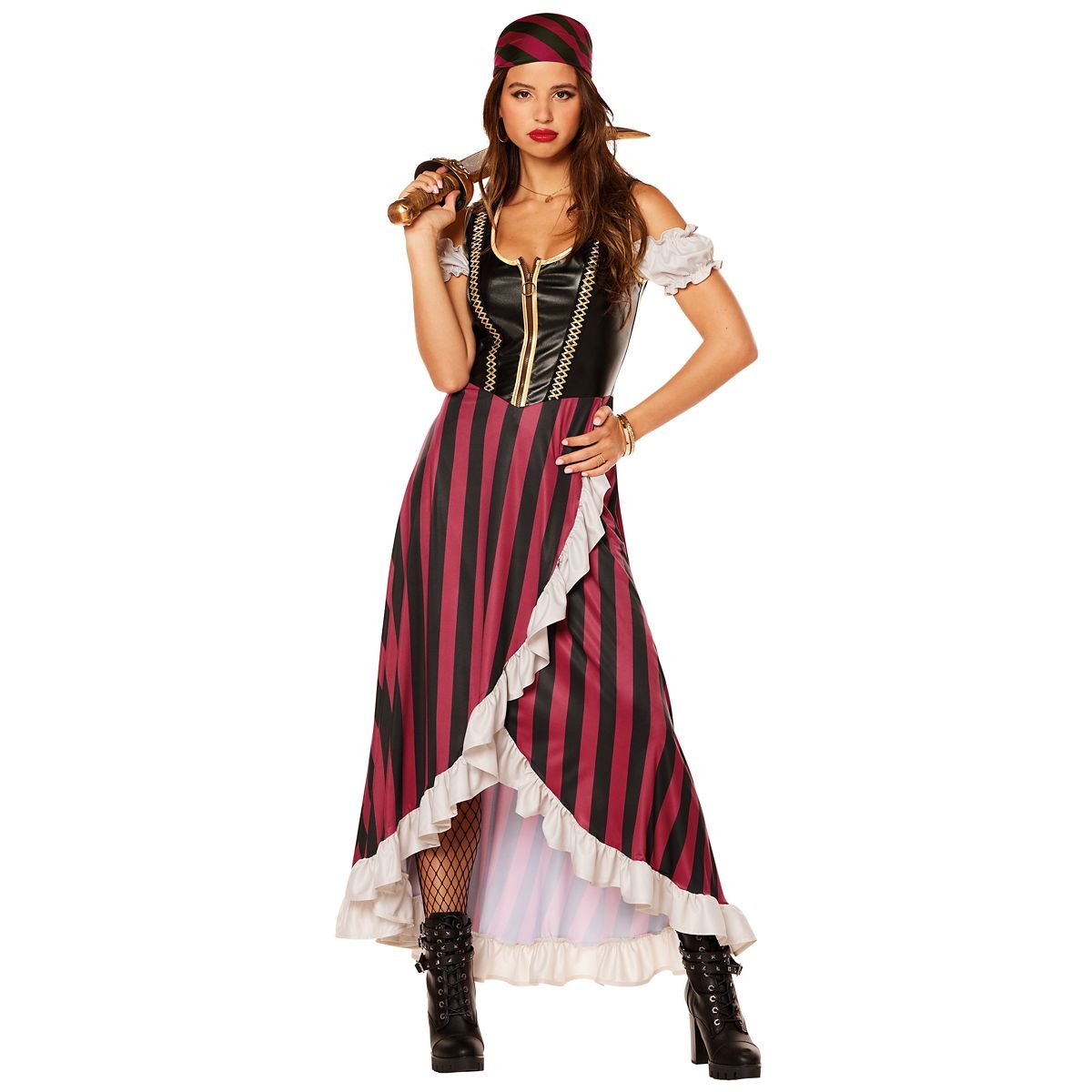 Adult Pirate Wench Costume BLACK AND RED