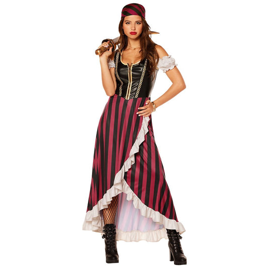 Adult Pirate Wench Costume BLACK AND RED