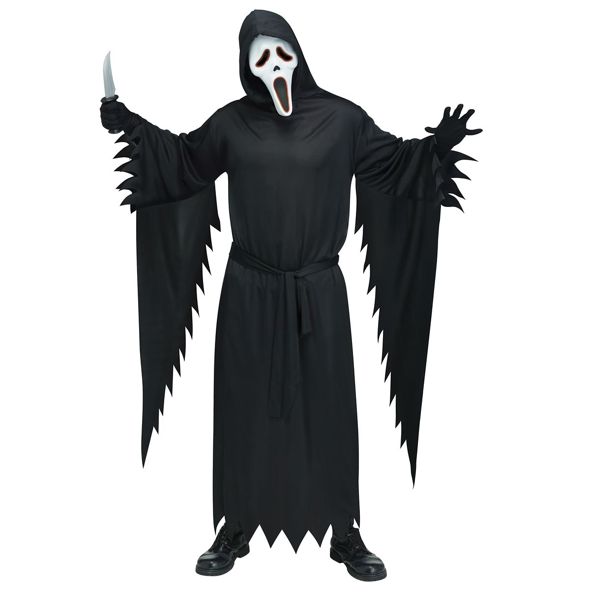 Adult Light-Up Ghost Face Costume BLACK