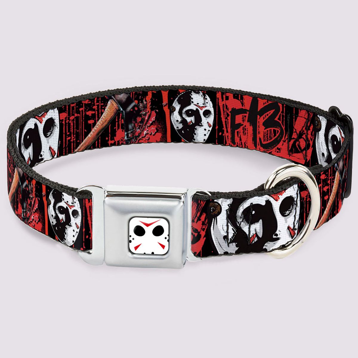 Buckle-Down Friday the 13th Dog Collar BLACK AND RED