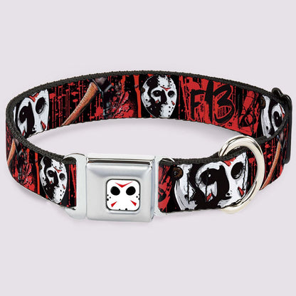 Buckle-Down Friday the 13th Dog Collar BLACK AND RED