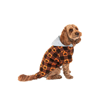 Pumpkin Pet Hooded Flannel BLACK AND ORANGE