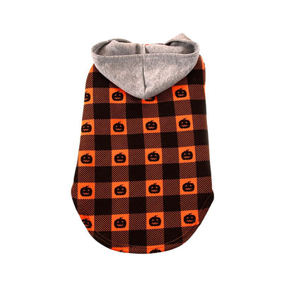 Pumpkin Pet Hooded Flannel BLACK AND ORANGE