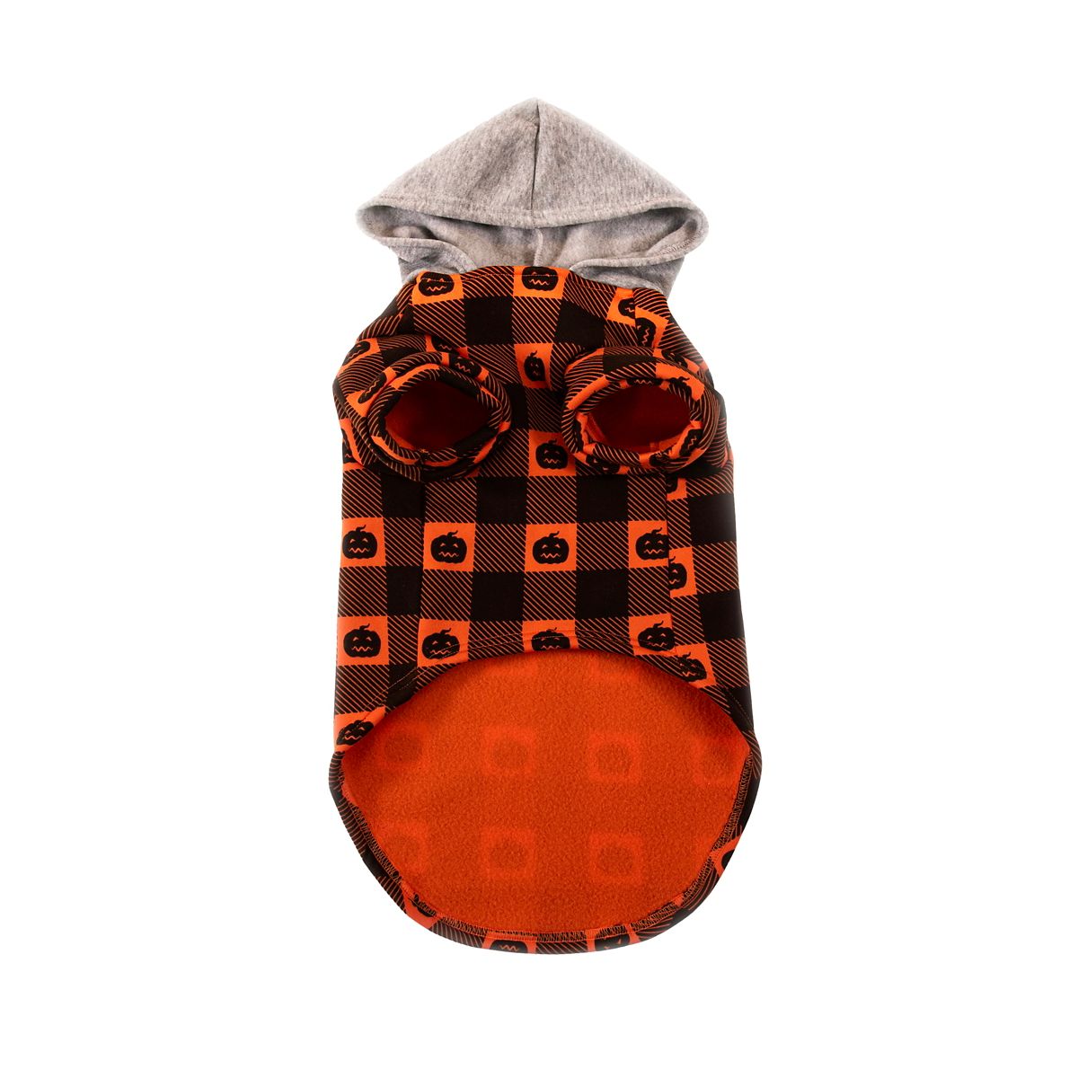 Pumpkin Pet Hooded Flannel BLACK AND ORANGE