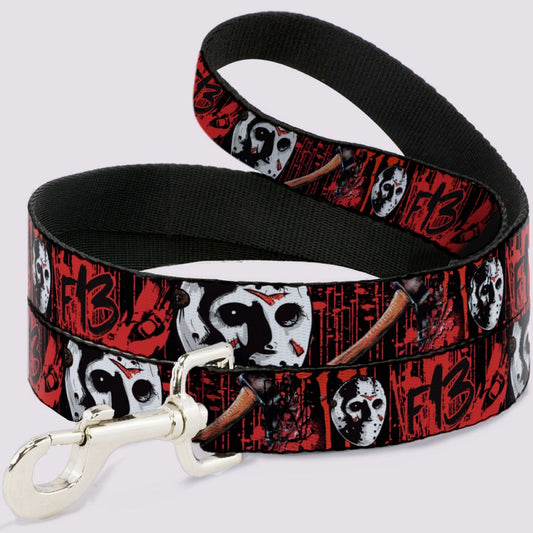 Buckle-Down Black and Red Friday the 13th Dog Leash BLACK AND RED