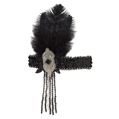 Roaring 20s Flapper Headband BLACK AND SILVER