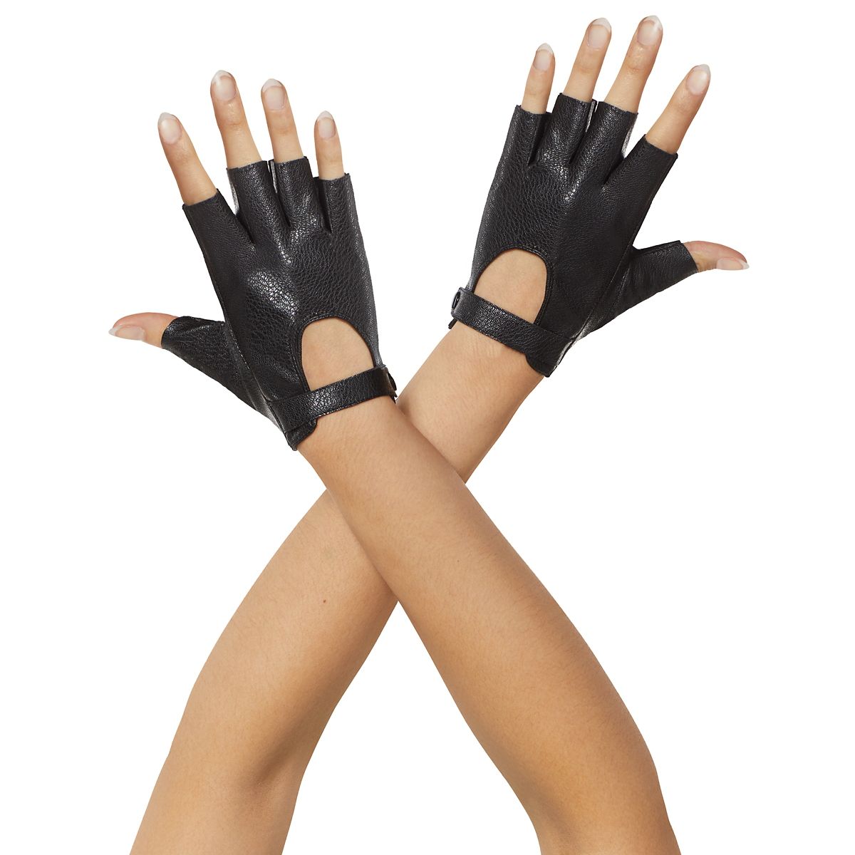 Faux Leather Motor Gloves BLACK