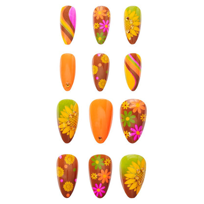 Hippie Press On Nails ORANGE