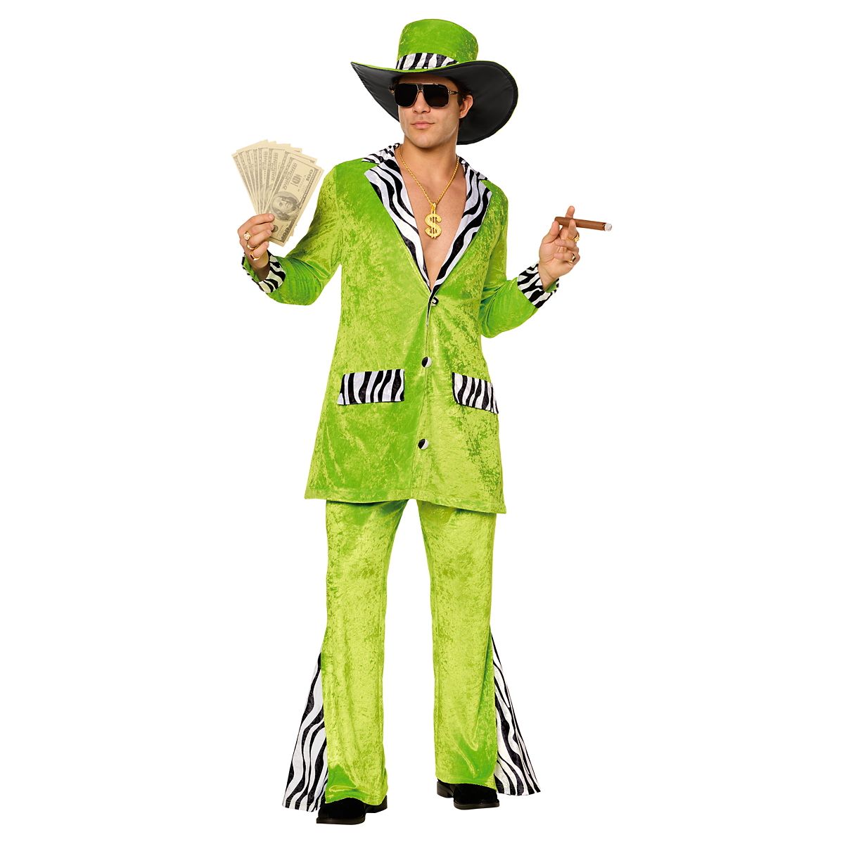 Adult Zebra Pimp Costume GREEN