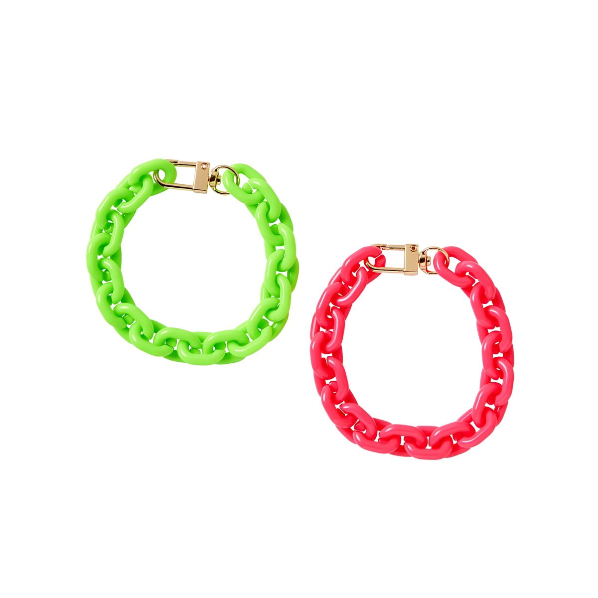 80s Chain Bracelets - 2 Pack PINK/GREEN
