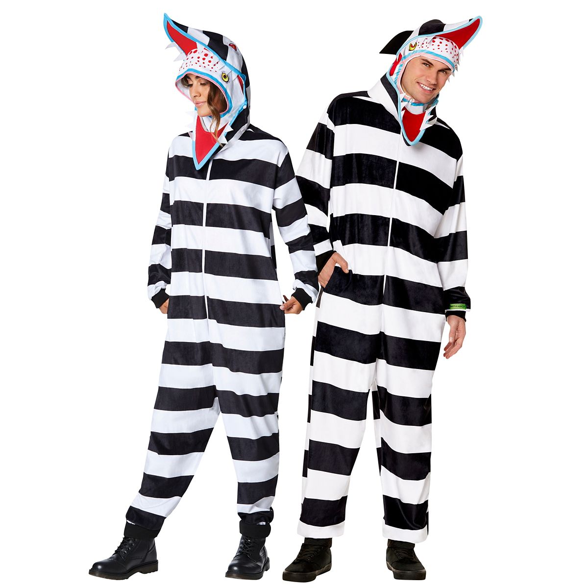 Adult Sandworm Jumpsuit - Beetlejuice BLACK AND WHITE