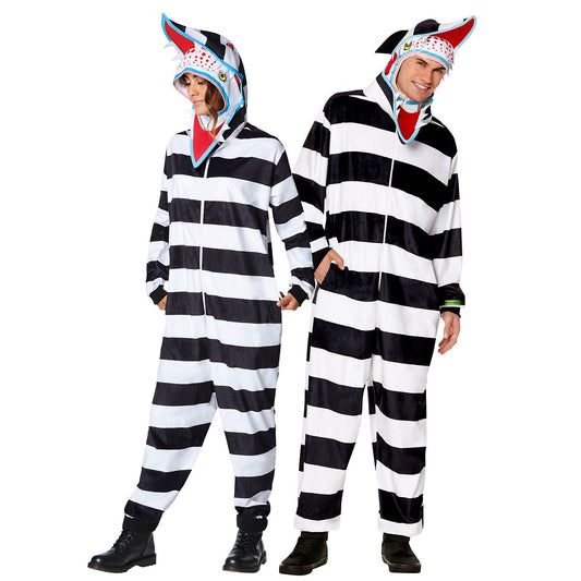Adult Sandworm Jumpsuit - Beetlejuice BLACK AND WHITE