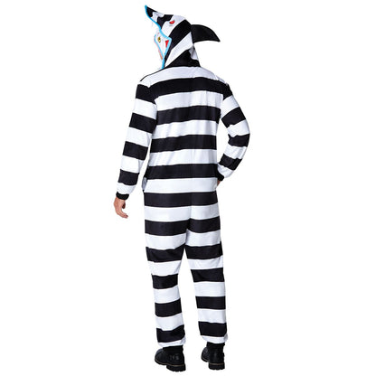 Adult Sandworm Jumpsuit - Beetlejuice BLACK AND WHITE