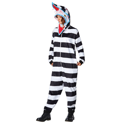 Adult Sandworm Jumpsuit - Beetlejuice BLACK AND WHITE
