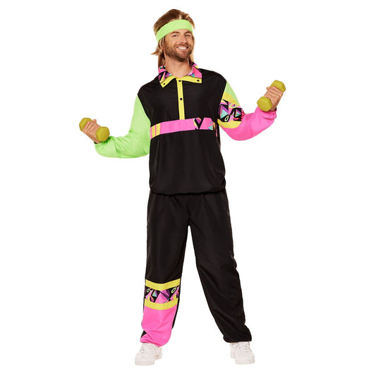 Adult 80s Neon Track Suit BLACK / MULTI