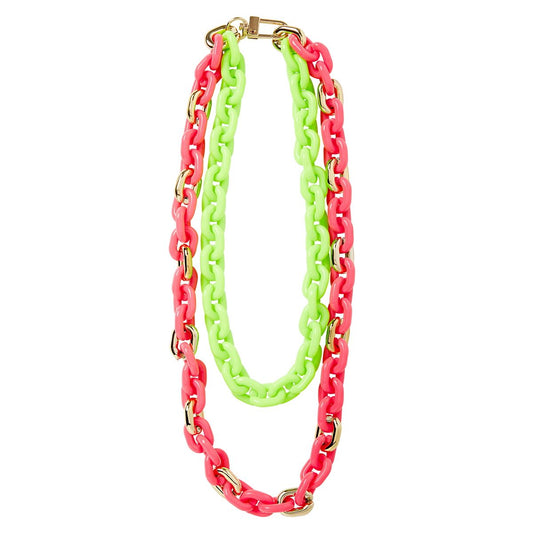 80s Necklace PINK/GREEN