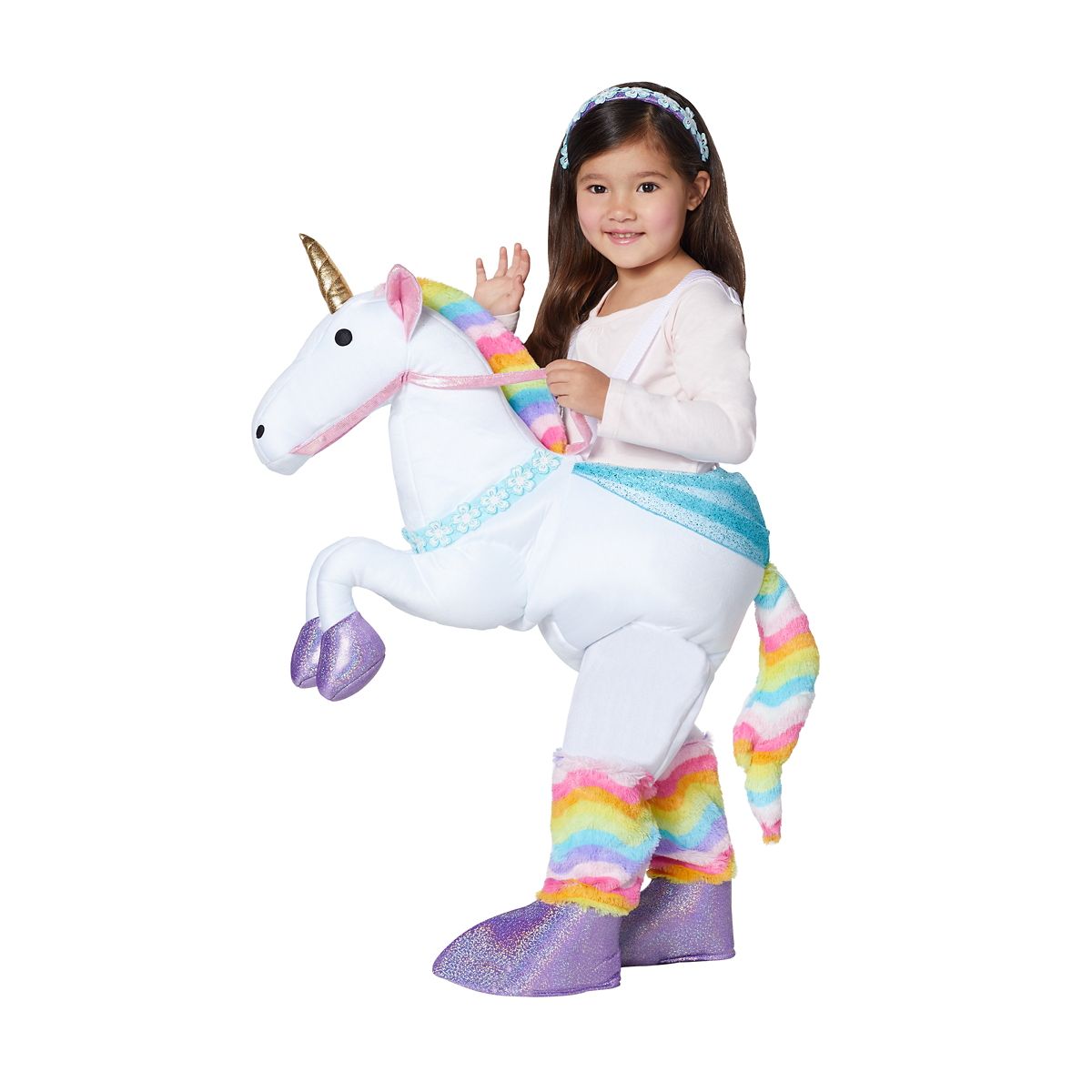 Toddler Unicorn Ride-Along Costume WHITE - MULTI