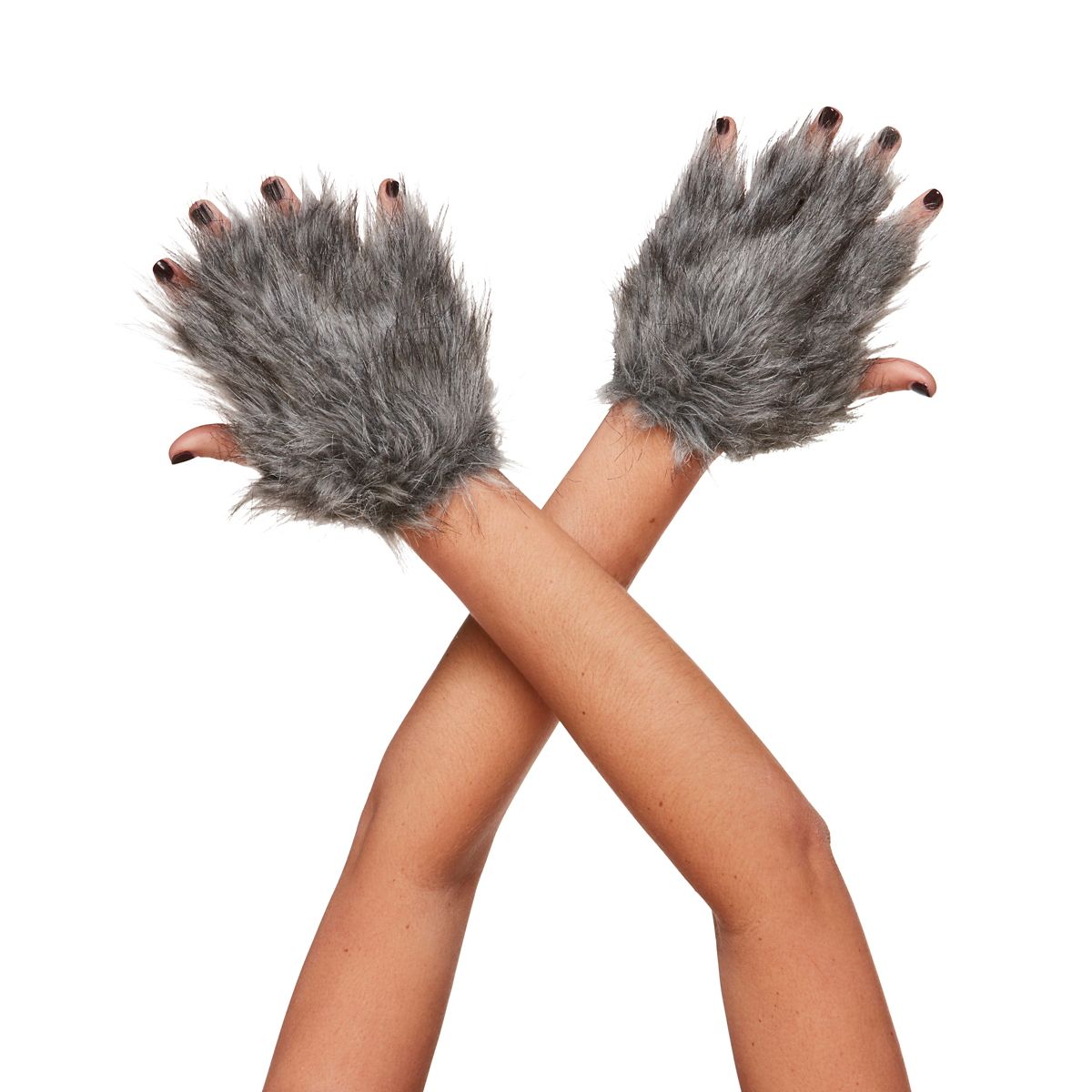Faux Fur Wolf Gloves GRAY