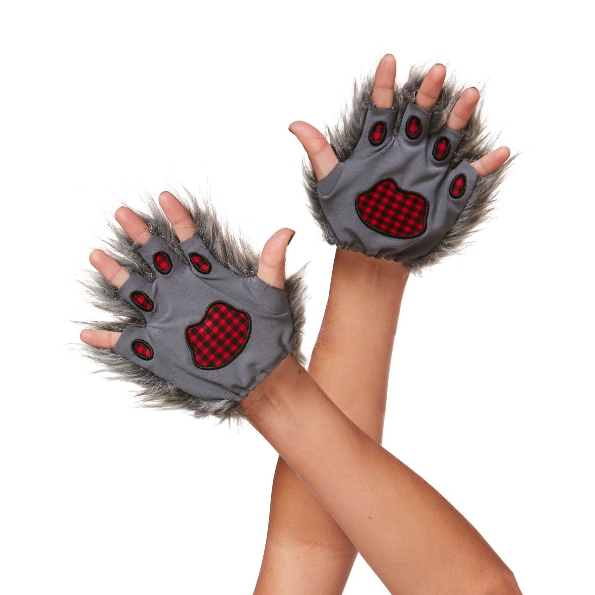 Faux Fur Wolf Gloves GRAY