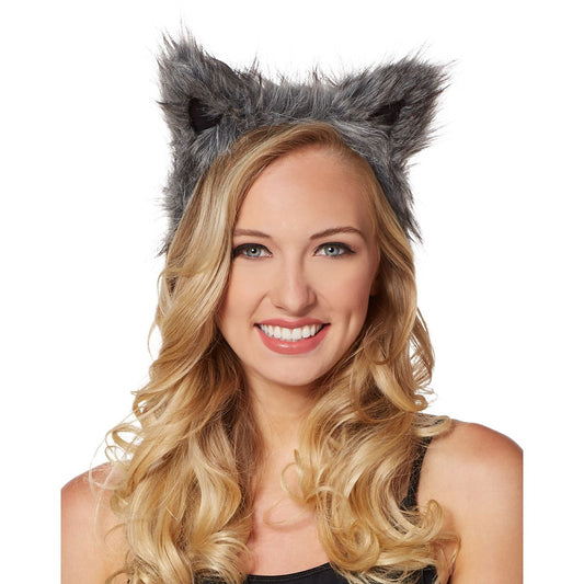 Faux Fur Wolf Ear Headband GRAY