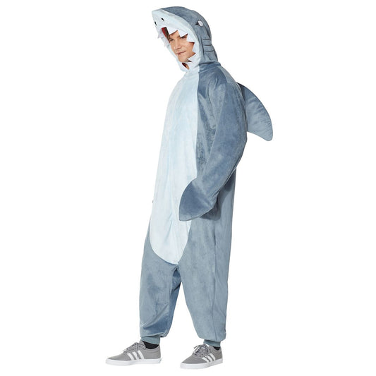 Adult Shark Jumpsuit Costume WHITE/GREY