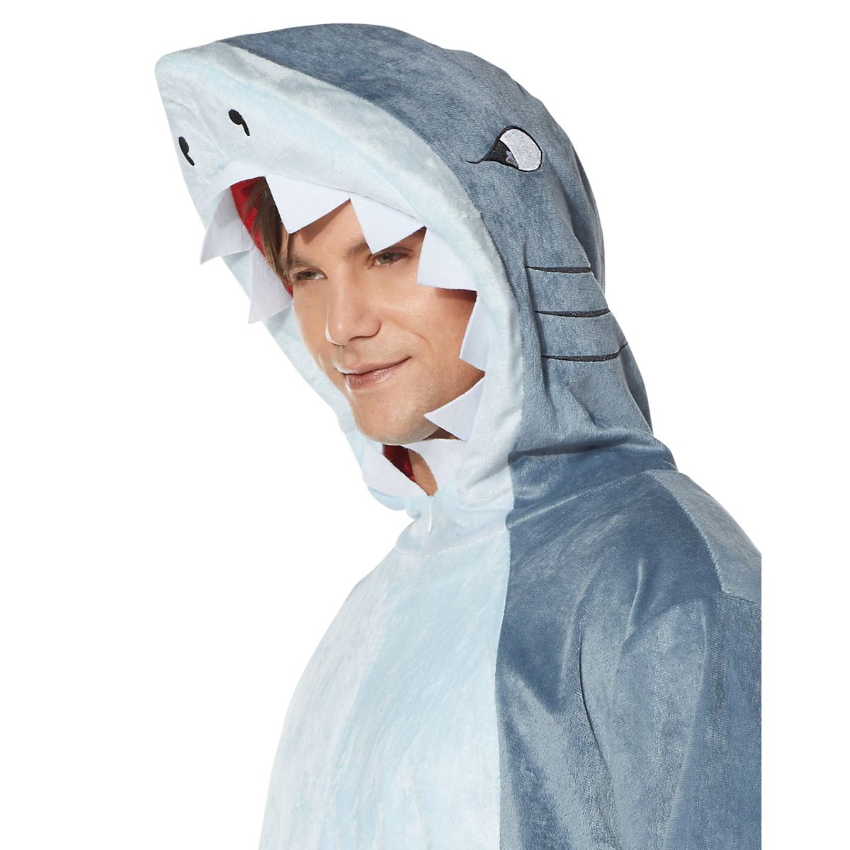 Adult Shark Jumpsuit Costume WHITE/GREY